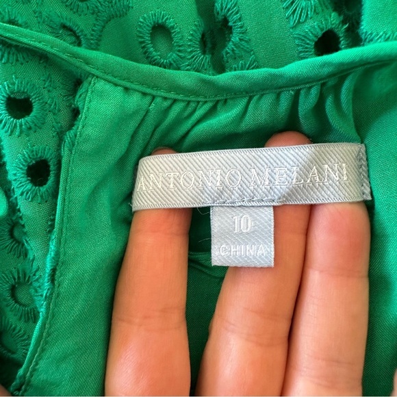 Antonio Melani Tear RIVER EYELET TROPICAL PALMS Green Halter Maxi Dress Size 10 - Picture 10 of 12